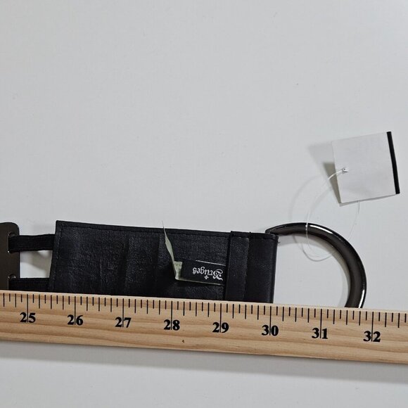 Bruges Belt Womens M/L Black Metal Faux Leather Buckle Stretch Steampunk Hippie - Picture 6 of 15